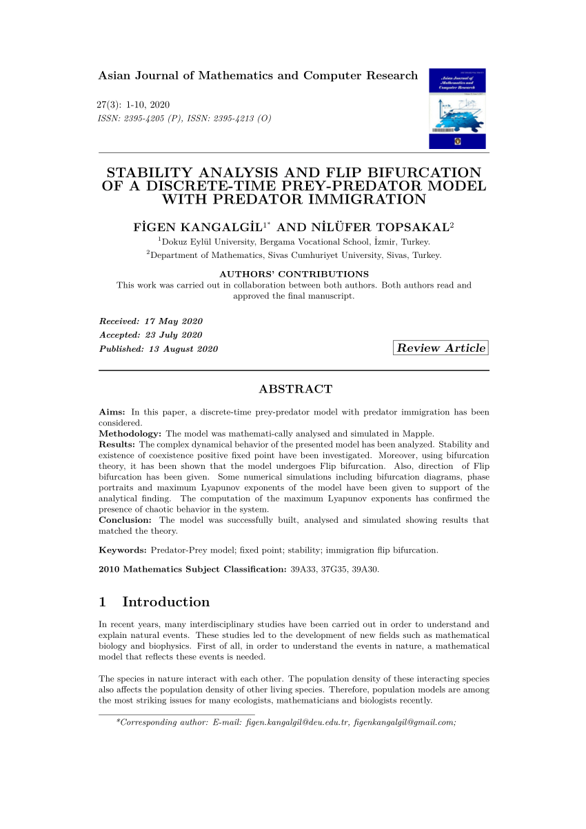 (PDF) Asian Journal of Mathematics and Computer Research STABILITY