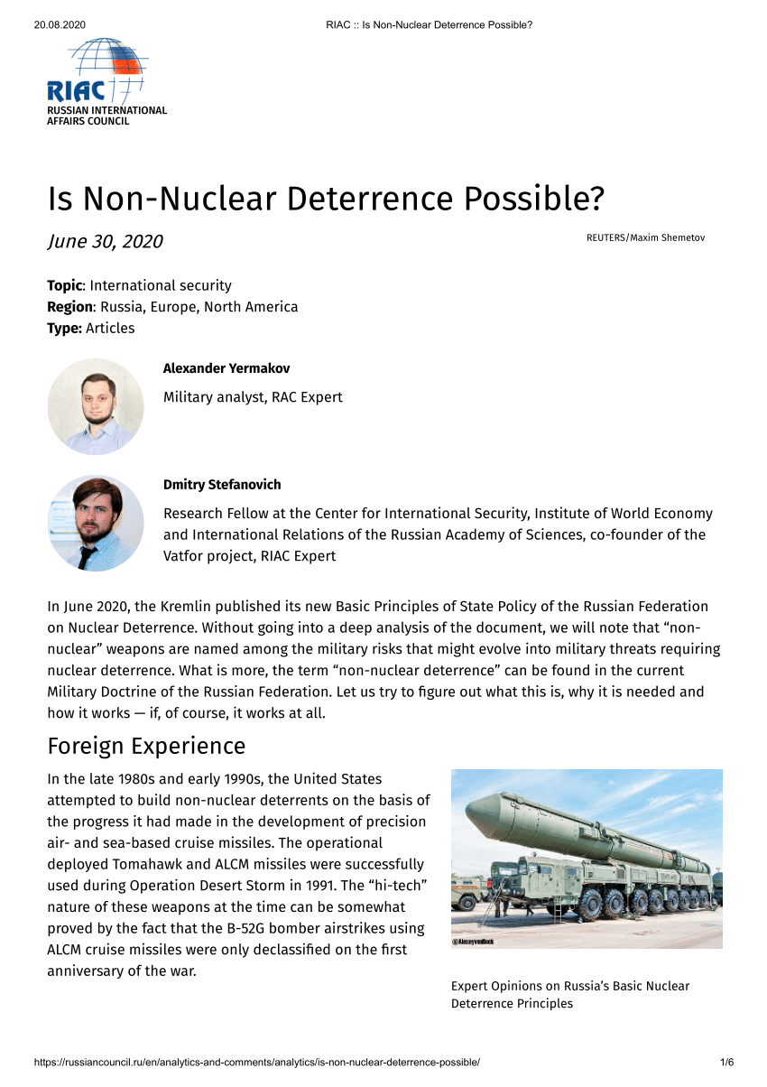 Pdf Is Non Nuclear Deterrence Possible 7722