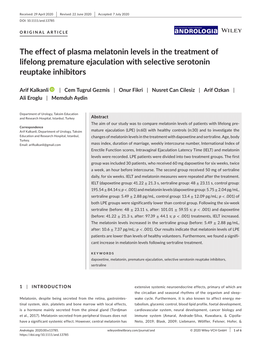 PDF The effect of plasma melatonin levels in the treatment of