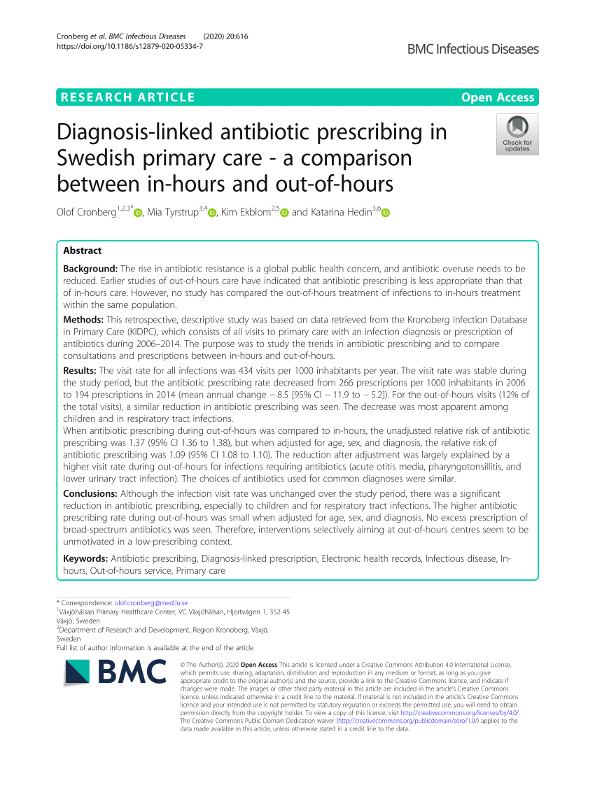 (PDF) Diagnosis-linked antibiotic prescribing in Swedish ...