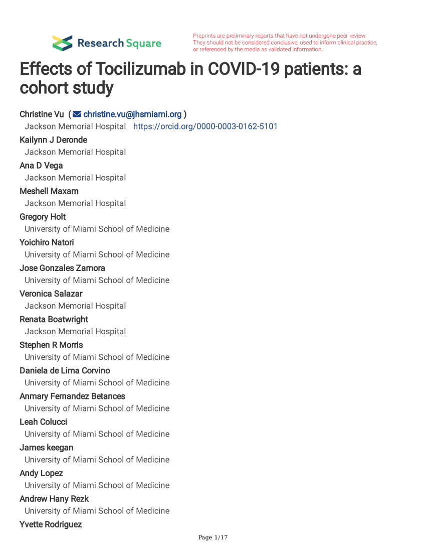 Dolci Natalizi Fight List.Pdf Effects Of Tocilizumab In Covid 19 Patients A Cohort Study