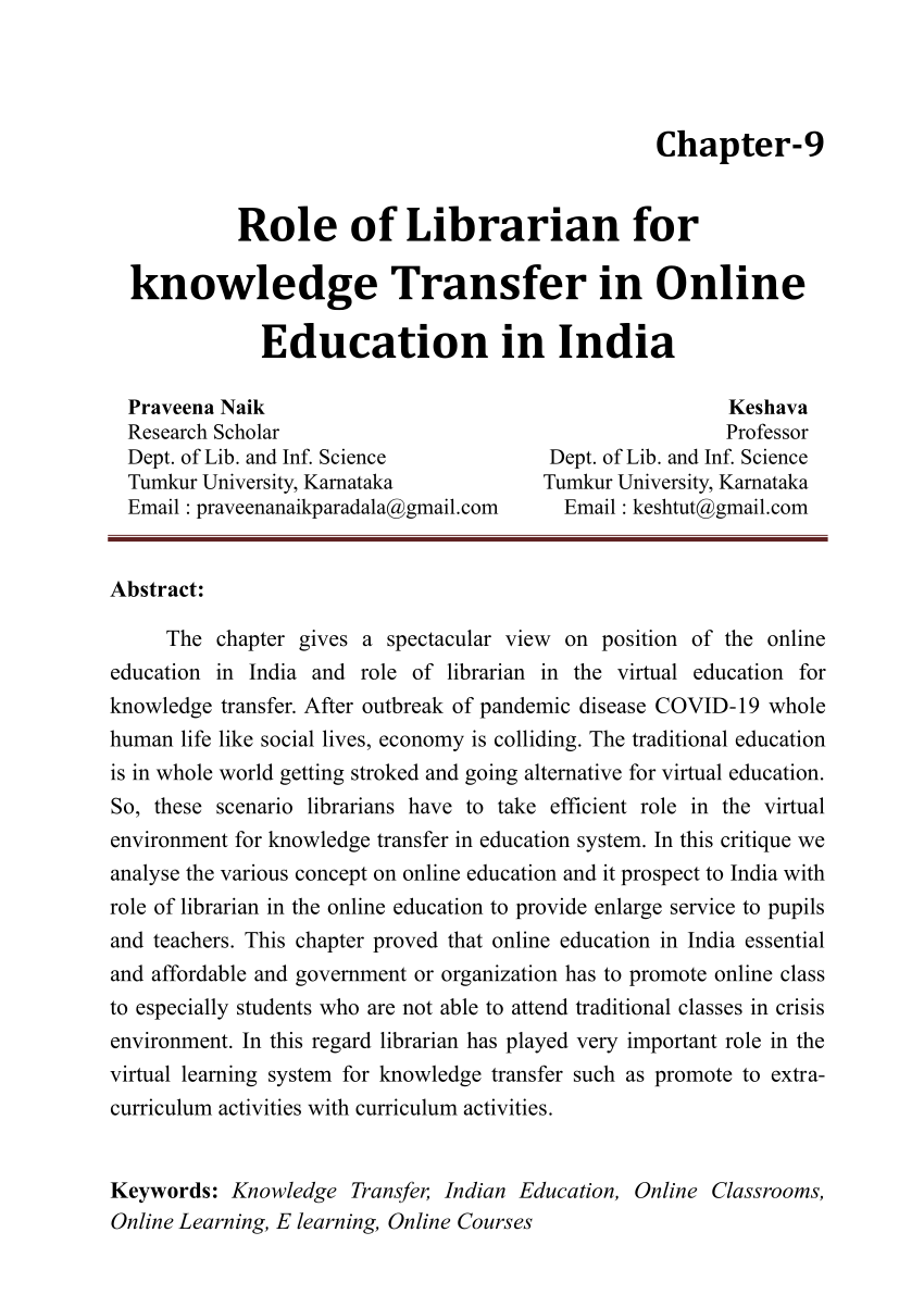 research papers on online education in india