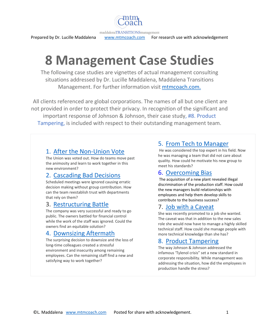business management case study pdf
