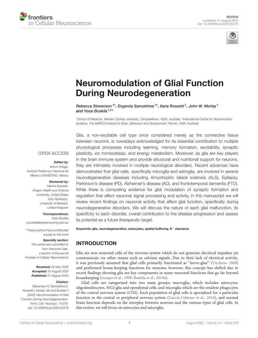 PDF) Neuromodulation of Glial Function During Neurodegeneration