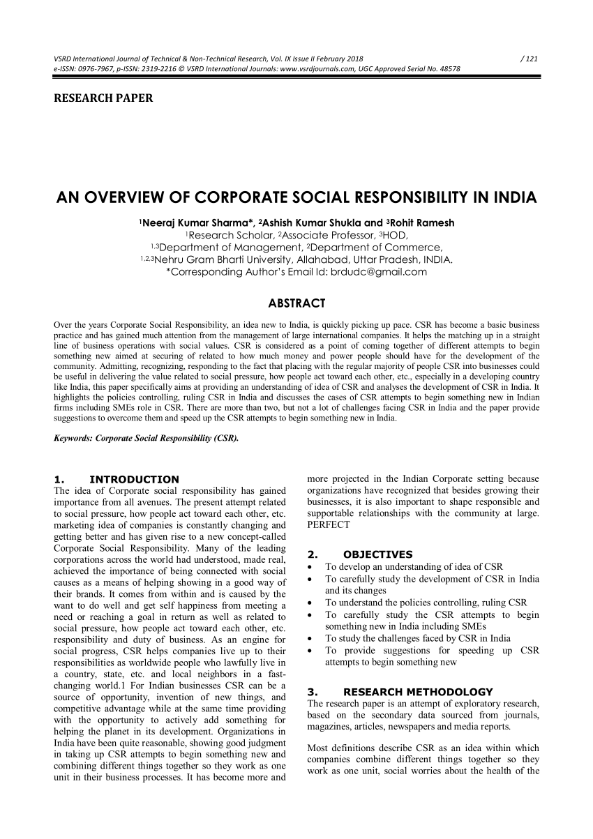 dissertation on corporate social responsibility in india