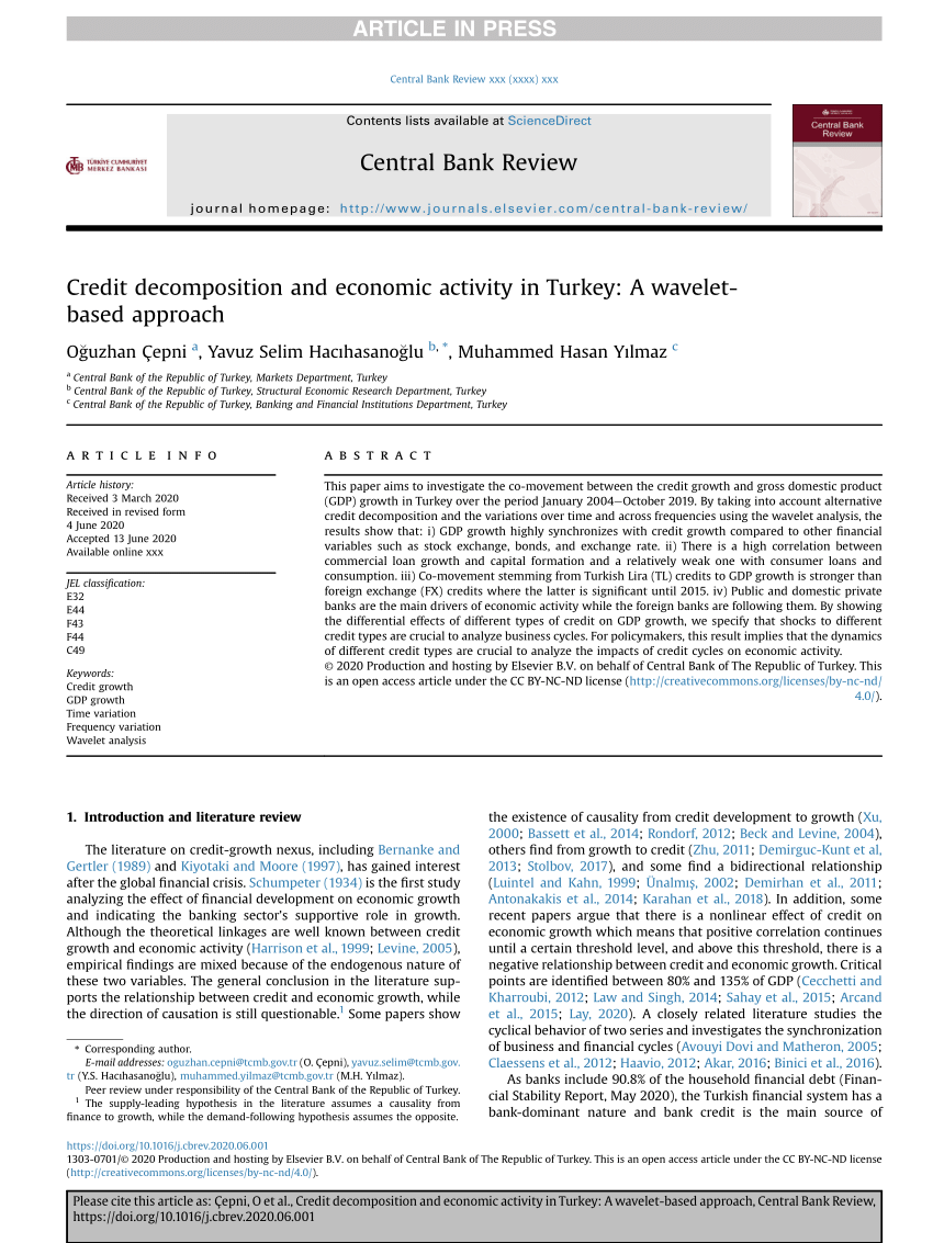 PDF Credit decomposition and economic activity in Turkey A  