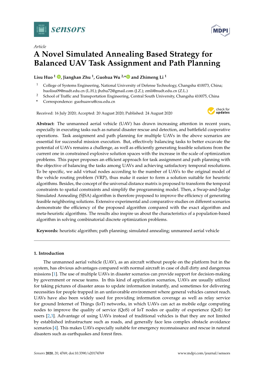 Pdf A Novel Simulated Annealing Based Strategy For Balanced Uav Task Assignment And Path Planning