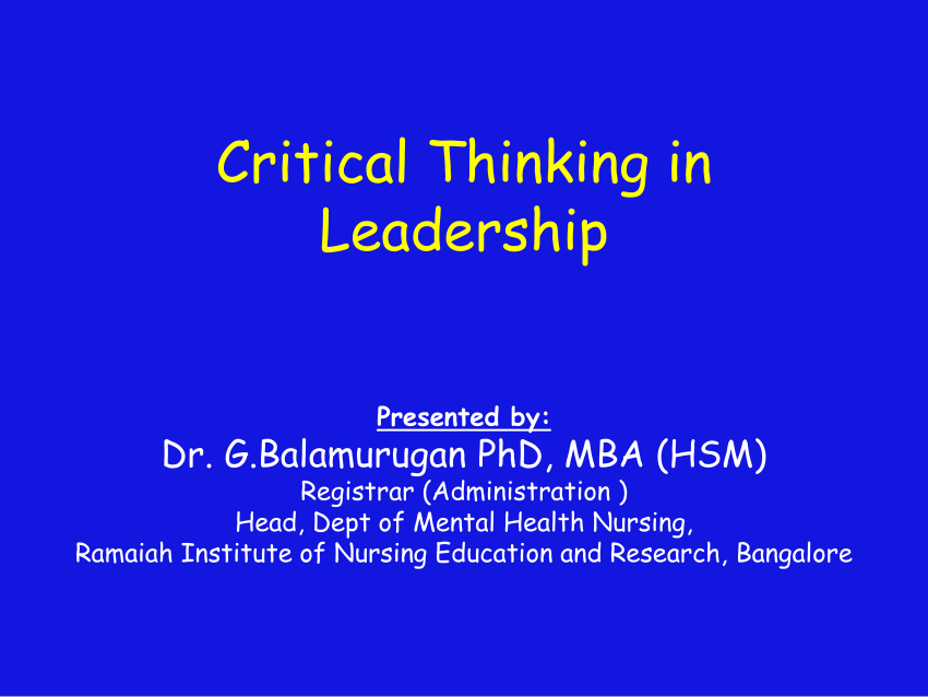 critical thinking in leadership pdf