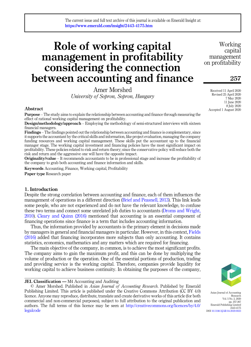 literature review on working capital management 2017