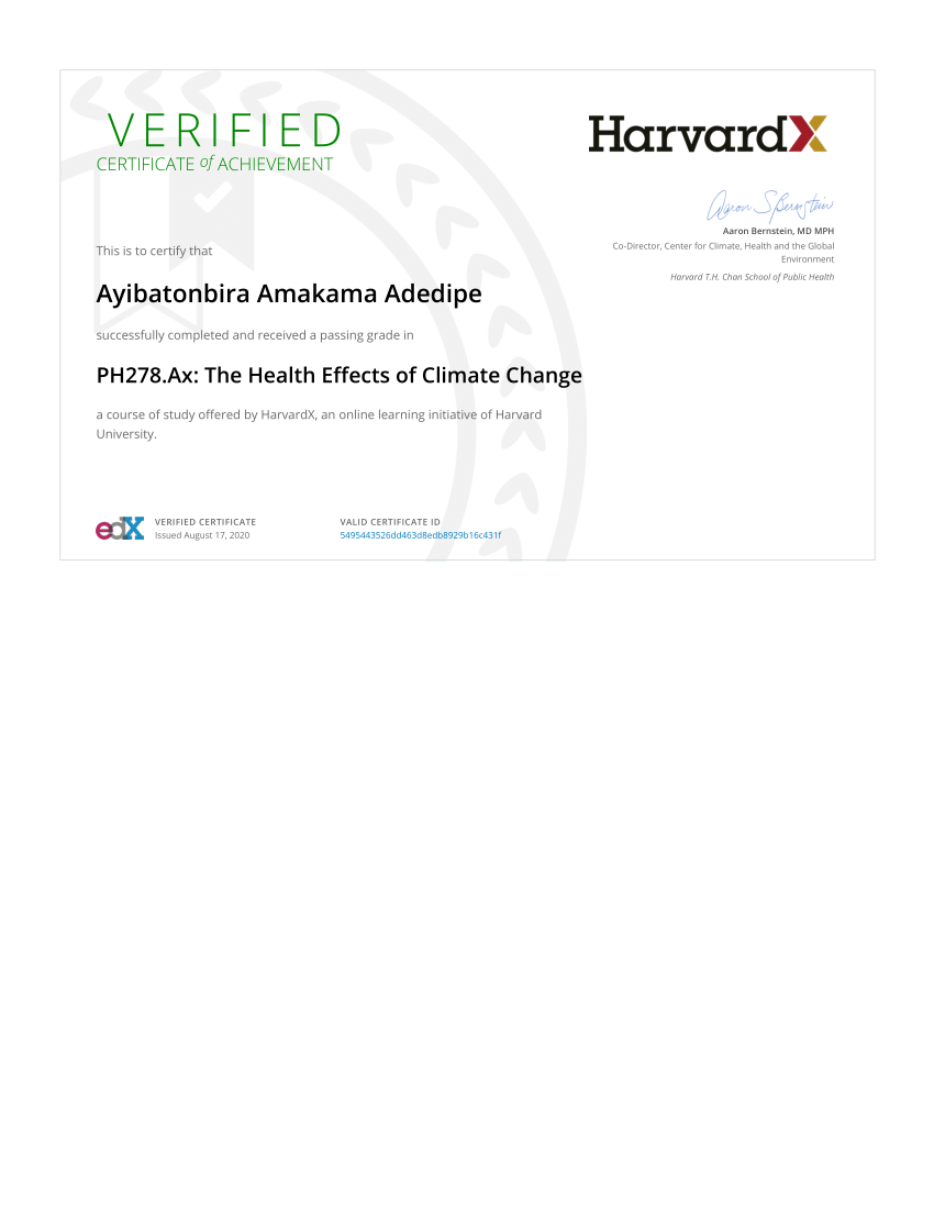 (PDF) HarvardX PH278 Ax Certificate edX