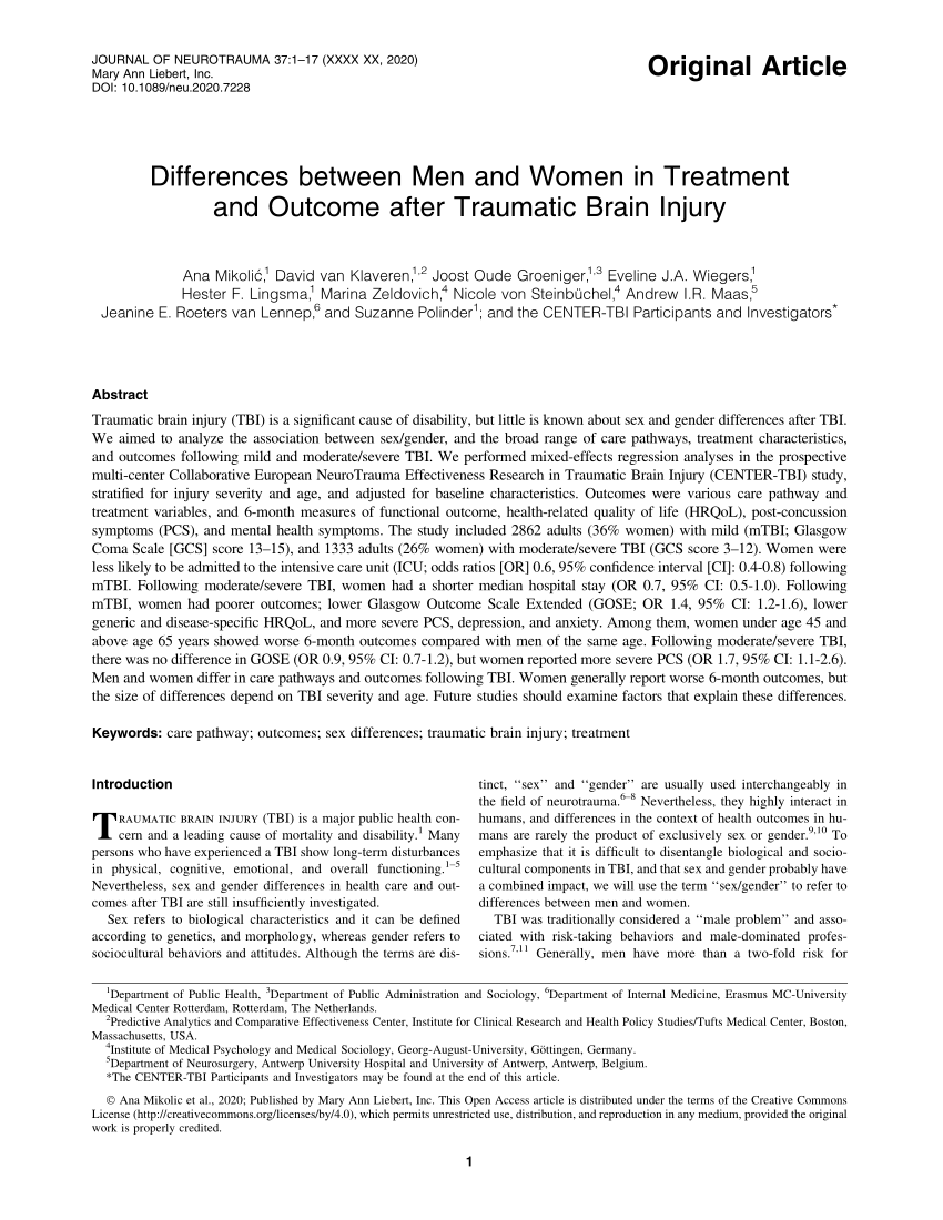 PDF) Differences between men and women in treatment and outcome ...