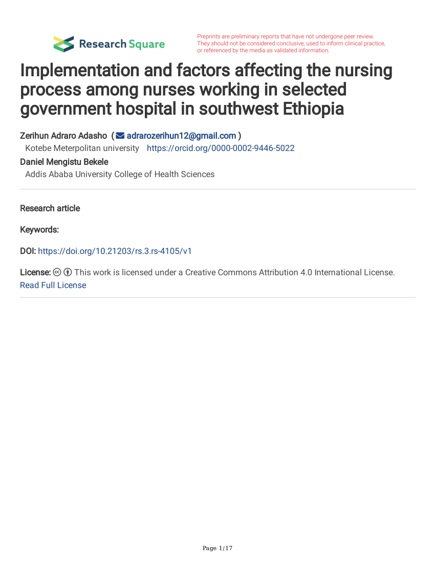 research title for nursing in ethiopia