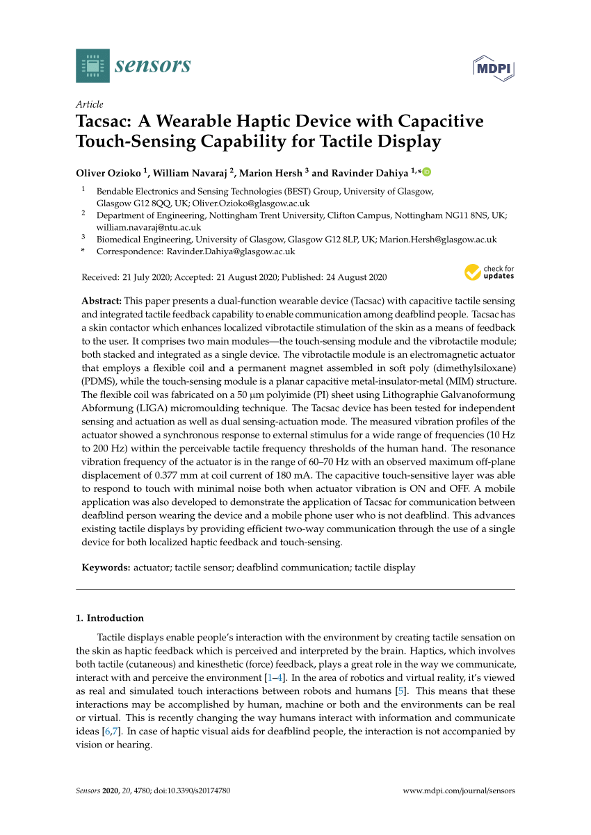 SensAct: The Soft and Squishy Tactile Sensor with Integrated Flexible  Actuator - Ozioko - 2021 - Advanced Intelligent Systems - Wiley Online  Library