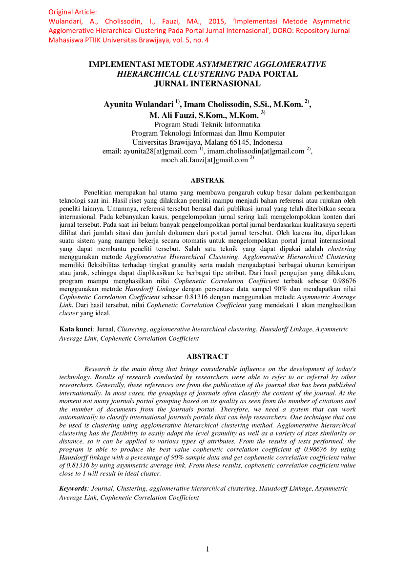 (PDF) Implementasi Metode Asymmetric Agglomerative