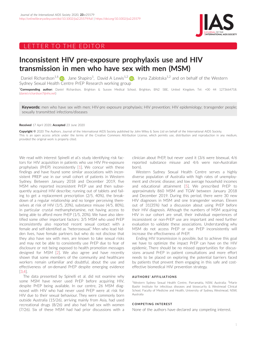 PDF Inconsistent HIV pre exposure prophylaxis use and HIV