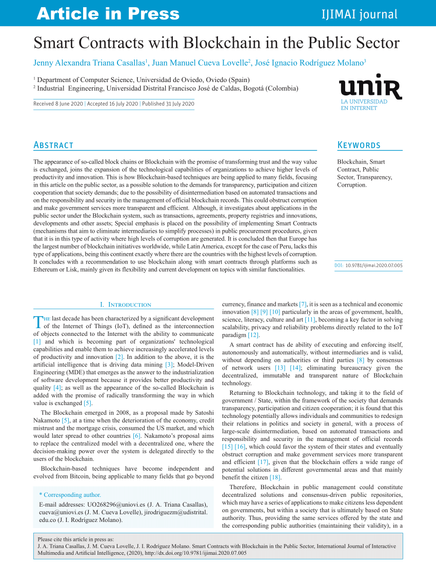 smart contract blockchain research paper