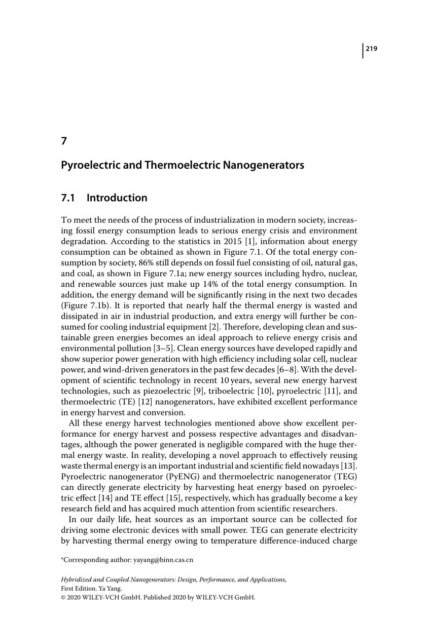 PDF) Pyroelectric and Thermoelectric Nanogenerators