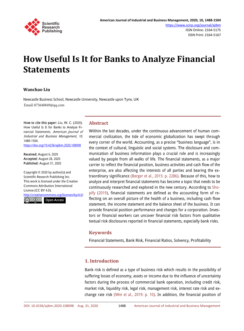 literature review on financial statement analysis of banks