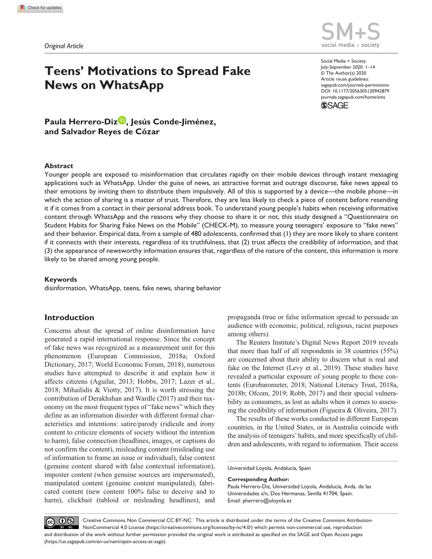 PDF) Encountering and Correcting Misinformation on WhatsApp: The Roles of  User Motivations and Trust in Messaging Group Members