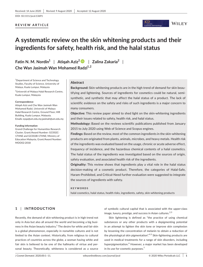 PDF A systematic review on the skin whitening products and their