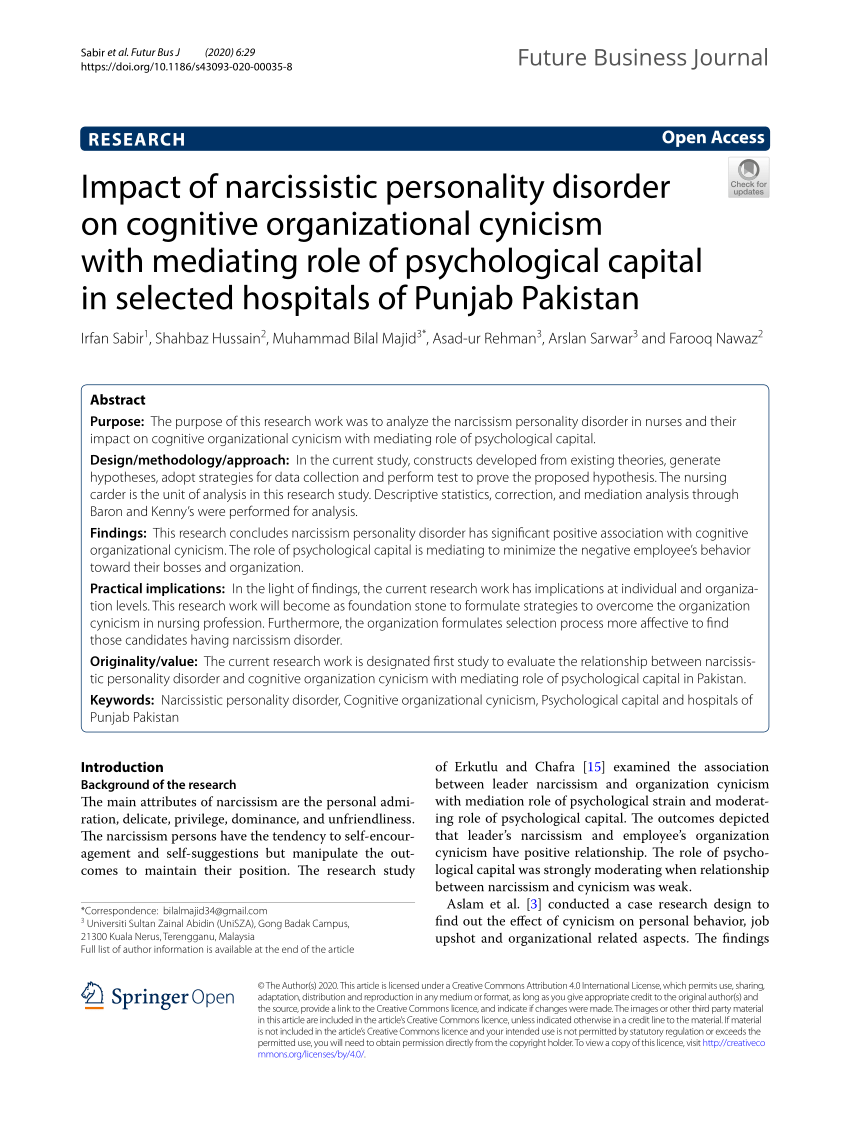 narcissistic personality disorder research paper pdf