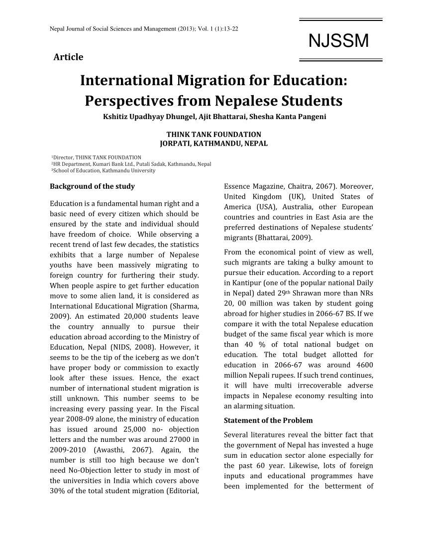 impact of migration in nepali society essay
