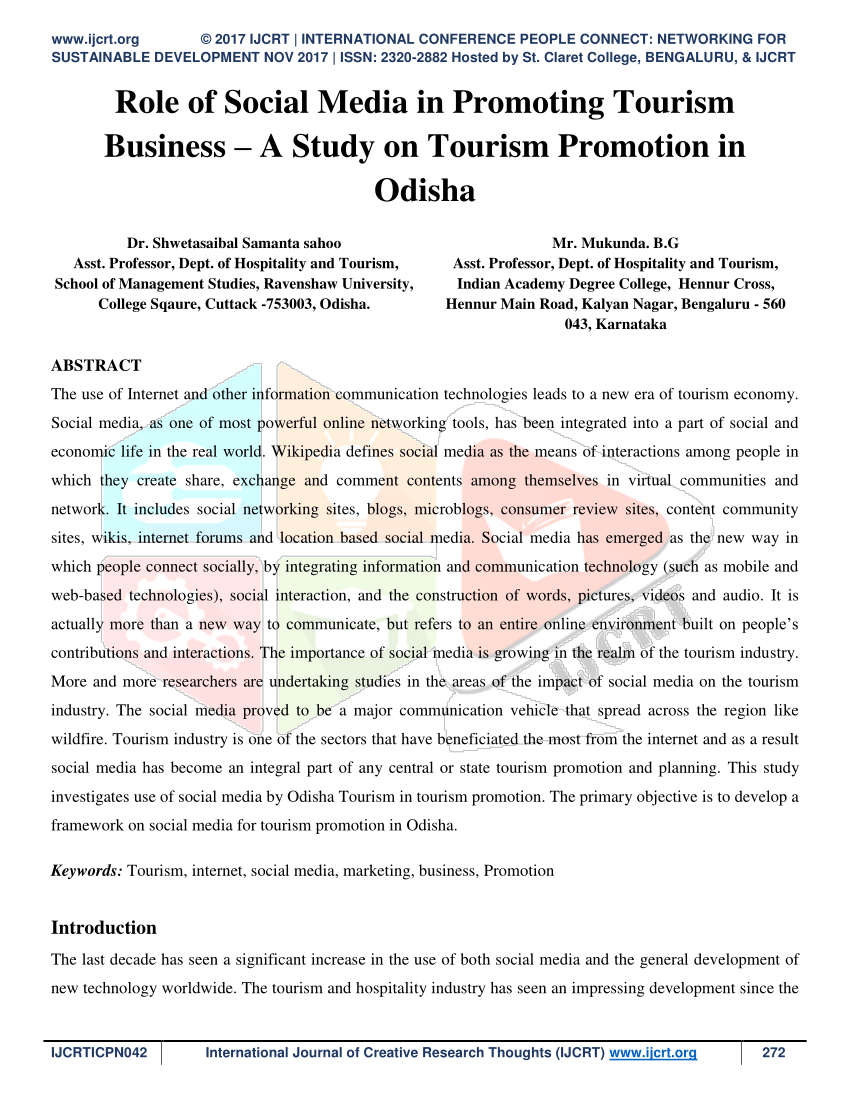 research paper on role of social media in promoting tourism destination
