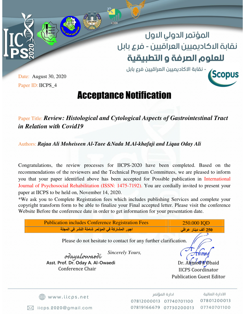 (PDF) Acceptance Notification Paper Title Review Histological and