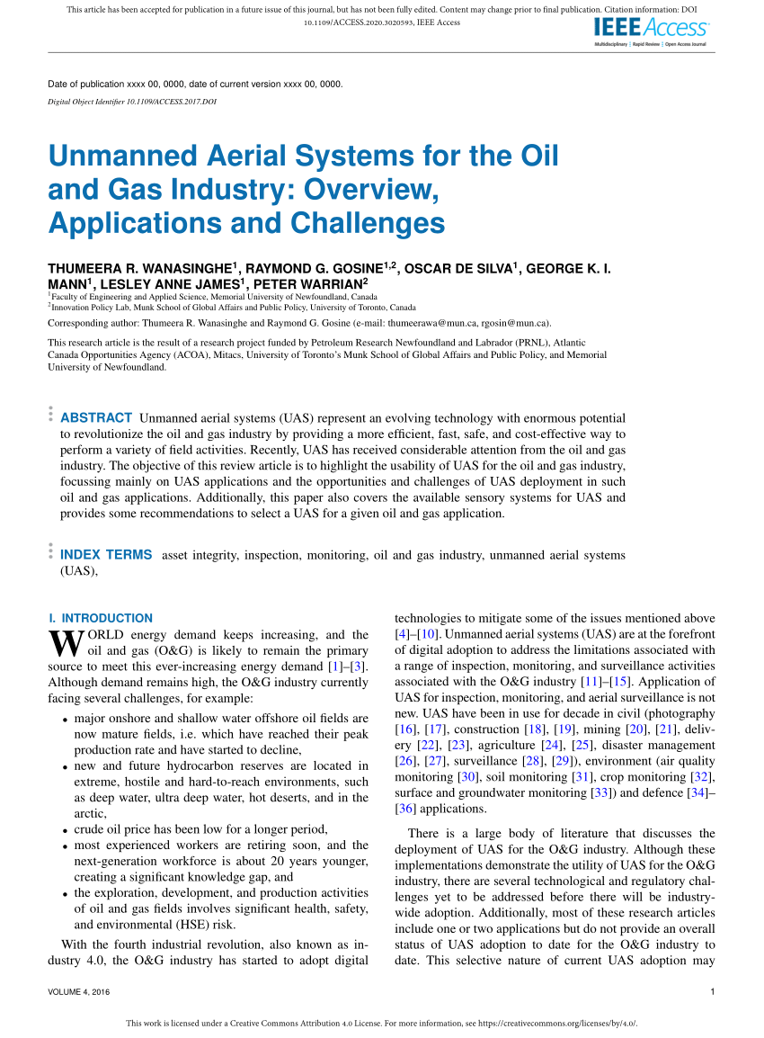 PDF) Unmanned Aerial Systems for the Oil and Gas Industry ...