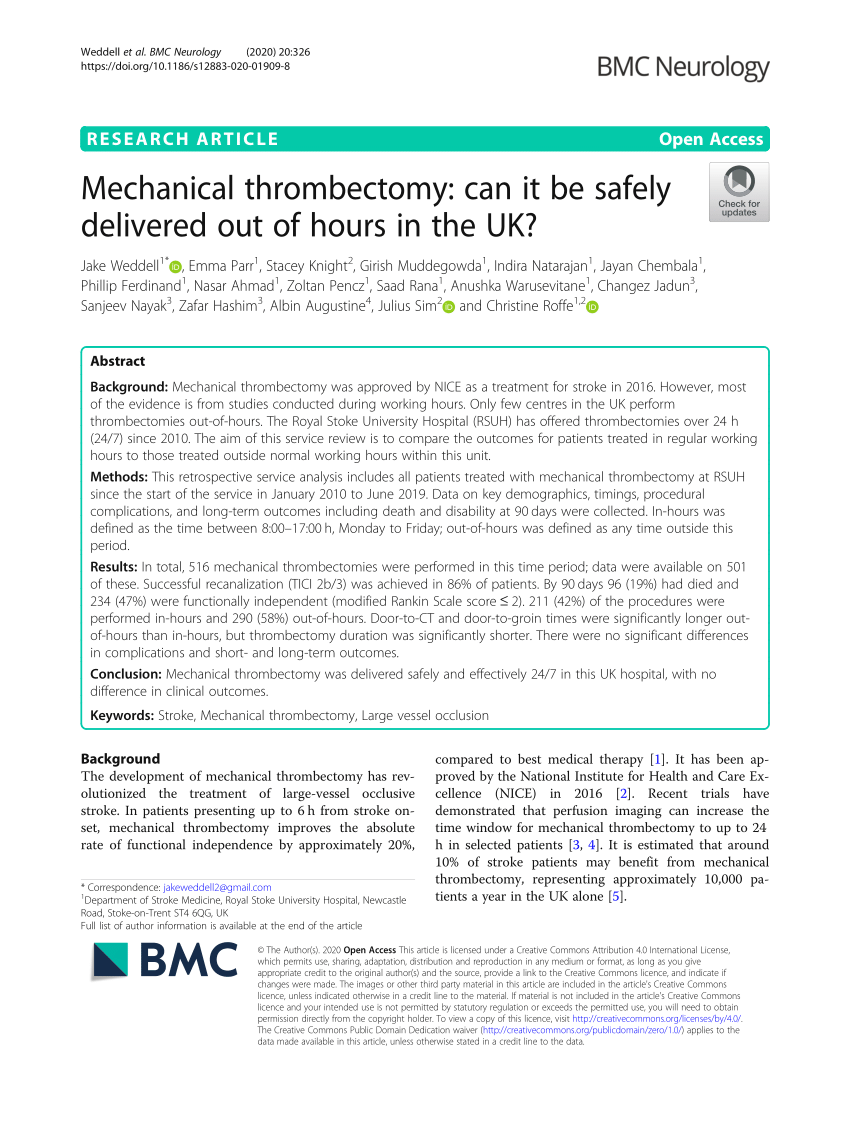 Mechanical Thrombectomy in Nighttime Hours: Is There a Difference