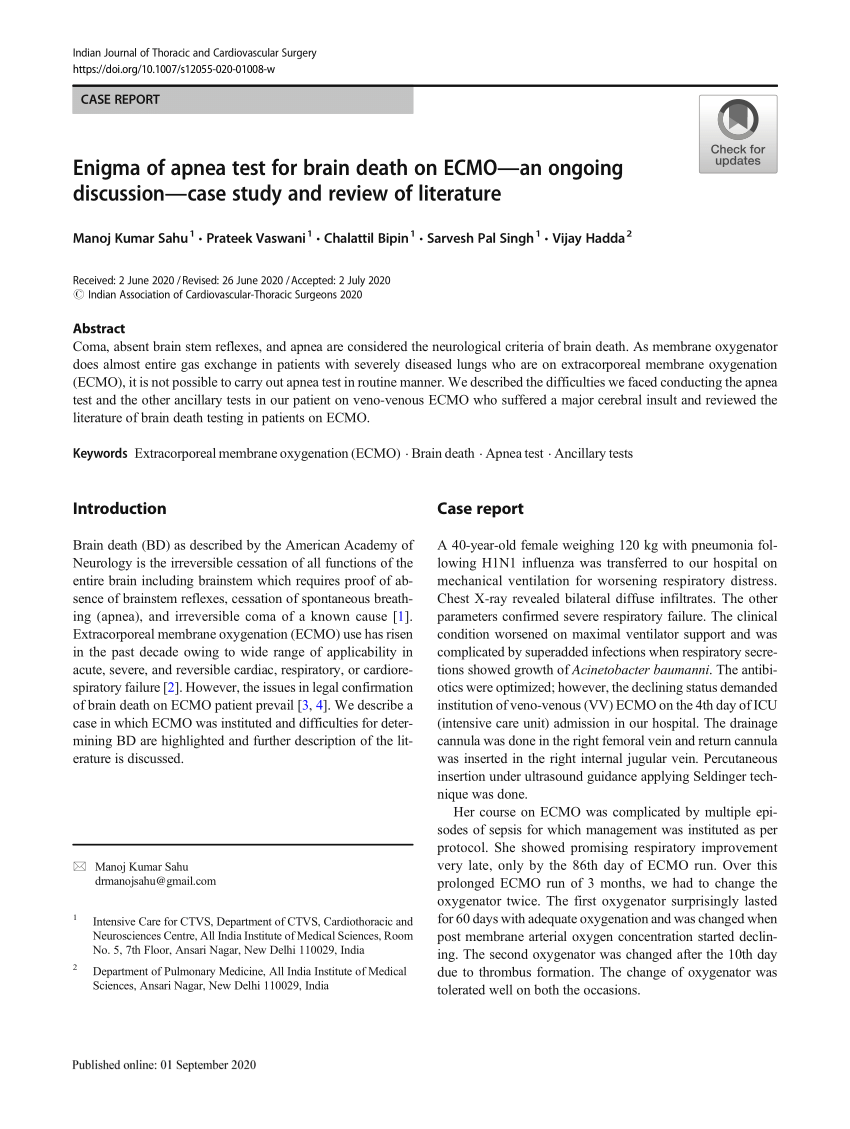 Apnea Testing During Brain Death Assessment: A Review of Clinical Practice  and Published Literature