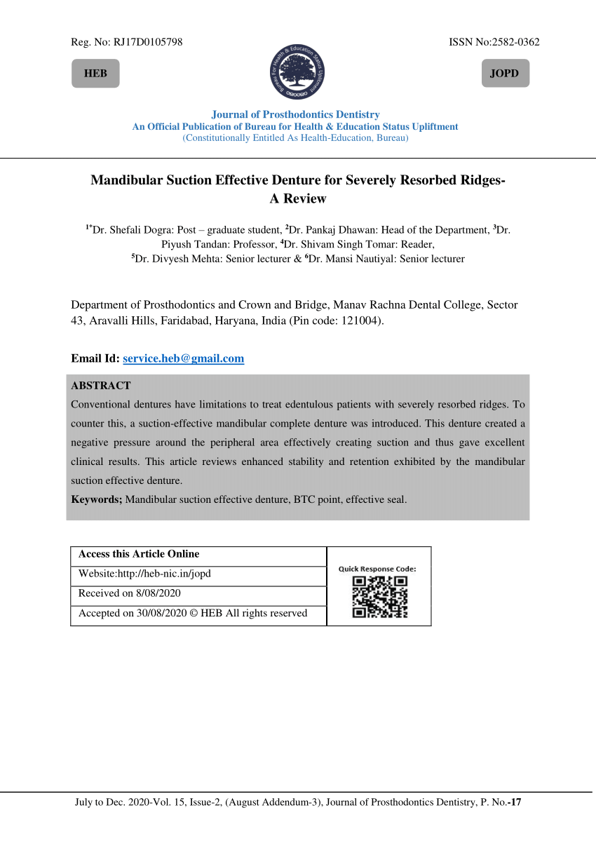PDF) Mandibular Suction Effective Denture for Severely Resorbed 