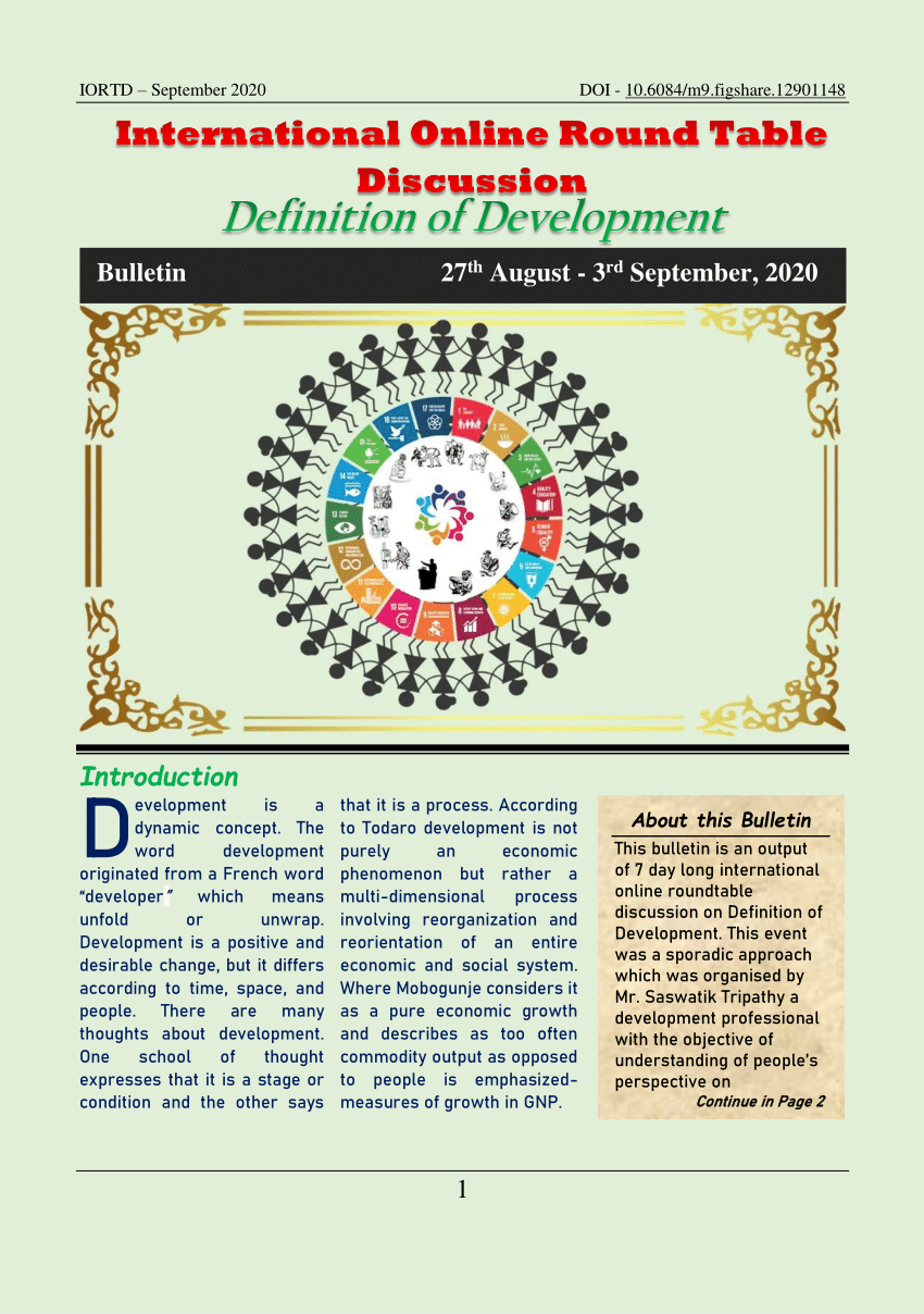 Pdf Bulletin Of International Online Round Table Discussion On Definition Of Development