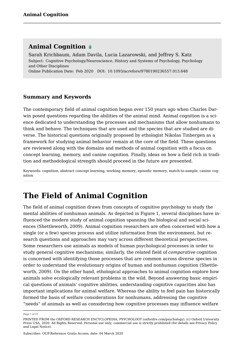 PDF) Animal Cognition