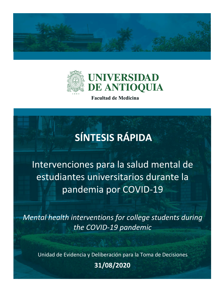 (PDF) Intervenciones para la salud mental de estudiantes universitarios