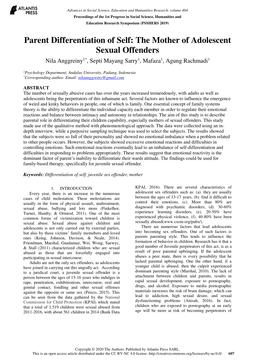 PDF) Parent Differentiation of Self: The Mother of Adolescent Sexual  Offenders