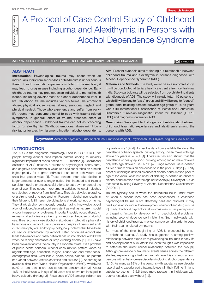 case study on alcohol dependence syndrome