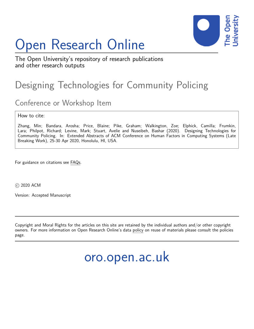 (PDF) Designing Technologies for Community Policing Conference or