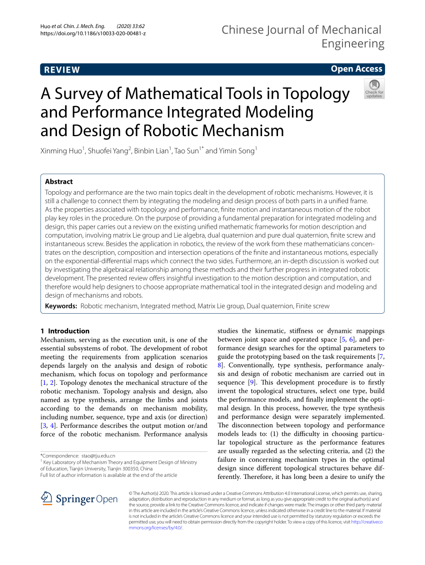 PDF) A Survey of Mathematical Tools in Topology and Performance 