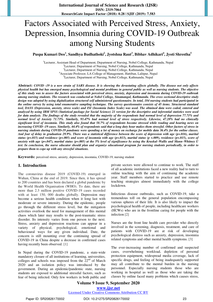 research paper on stress among nursing students