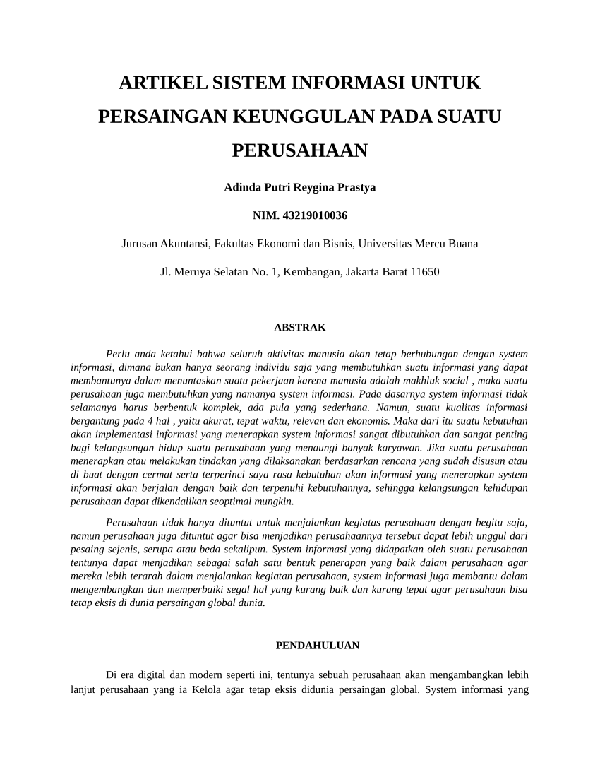 Download PDF | ARTIKEL SISTEM INFORMASI PADA SUATU PERUSAHAAN