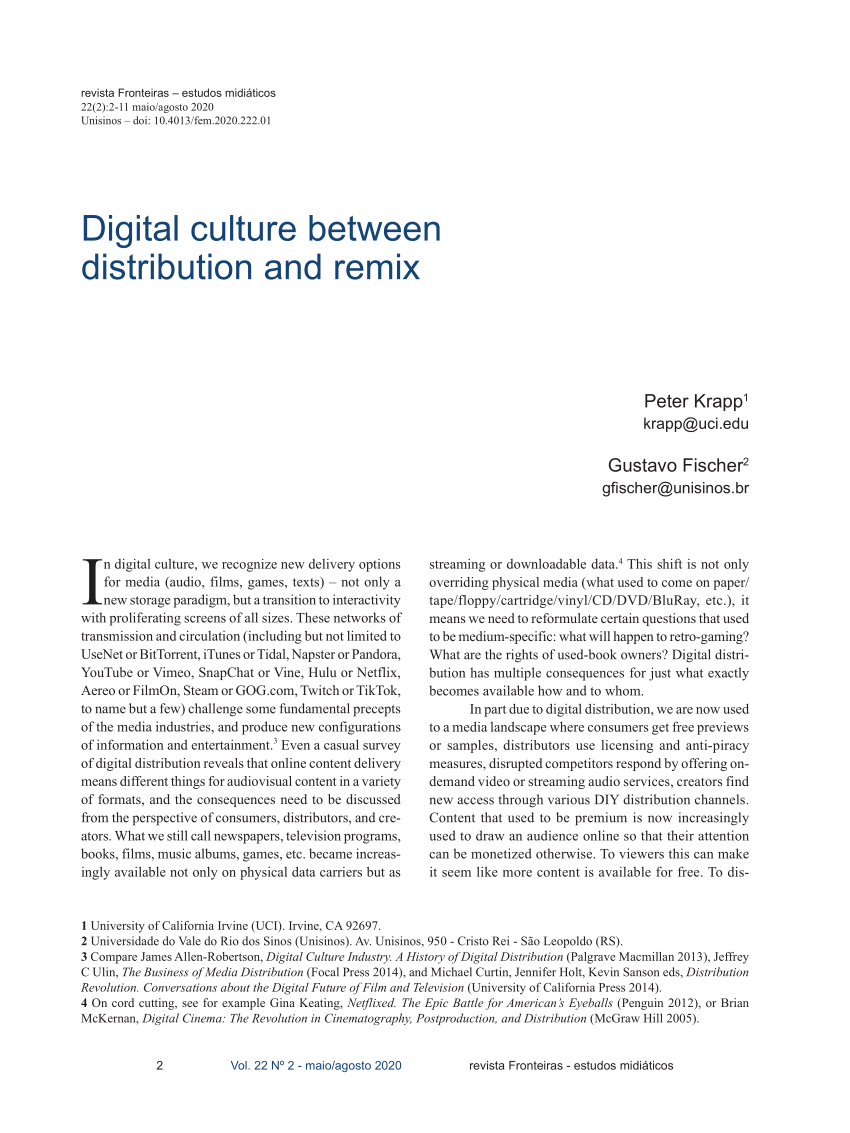 PDF) Digital Culture between Distribution and Remix pic pic