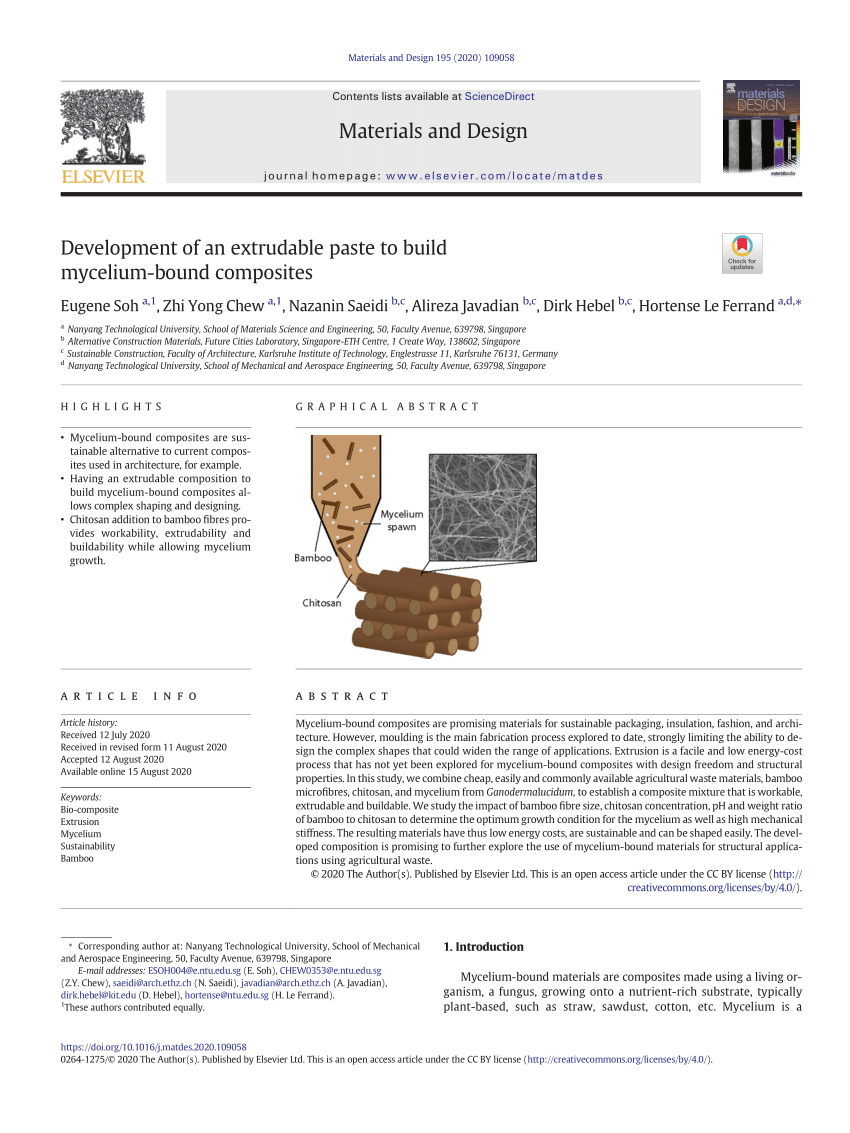 Development of an extrudable paste to build mycelium-bound