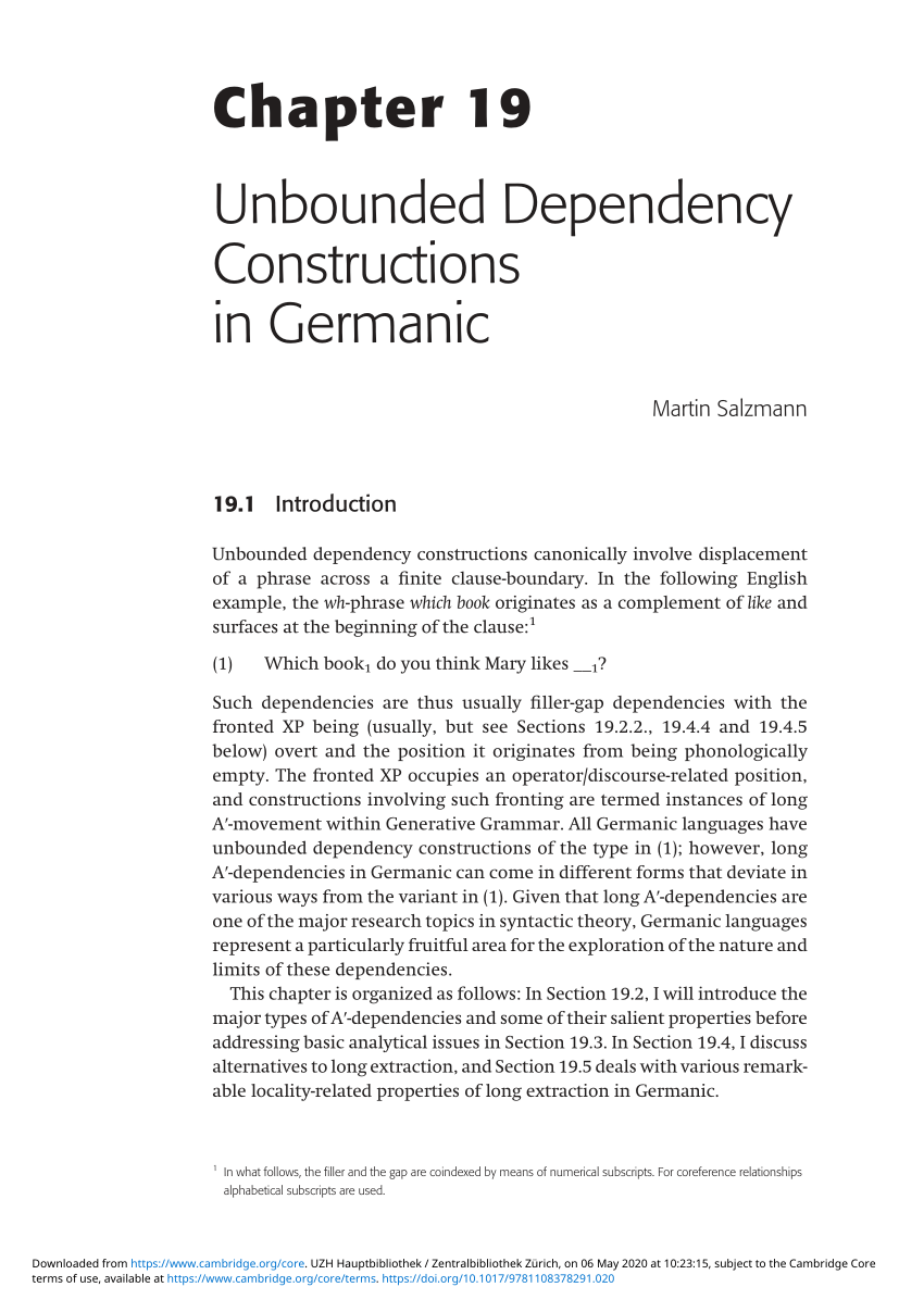 PDF) Unbounded Dependency Constructions in Germanic