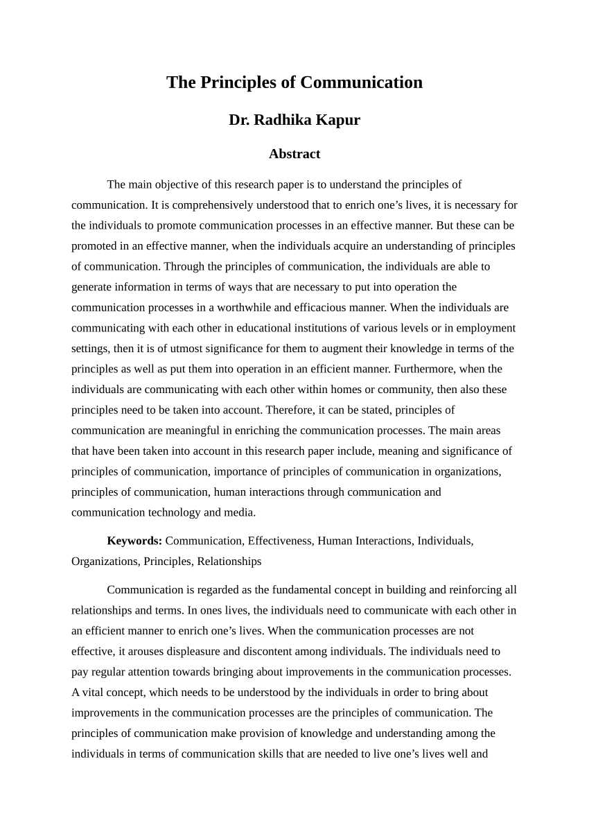 essay about communication process principles and ethics