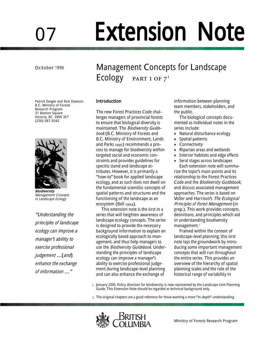 PDF) Management concepts for landscape ecology