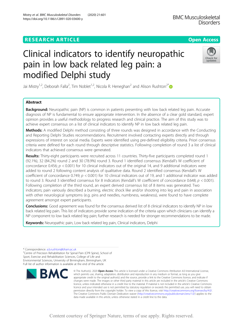 Diagnostic accuracy of the 15 Delphi clinical indicators of suspected