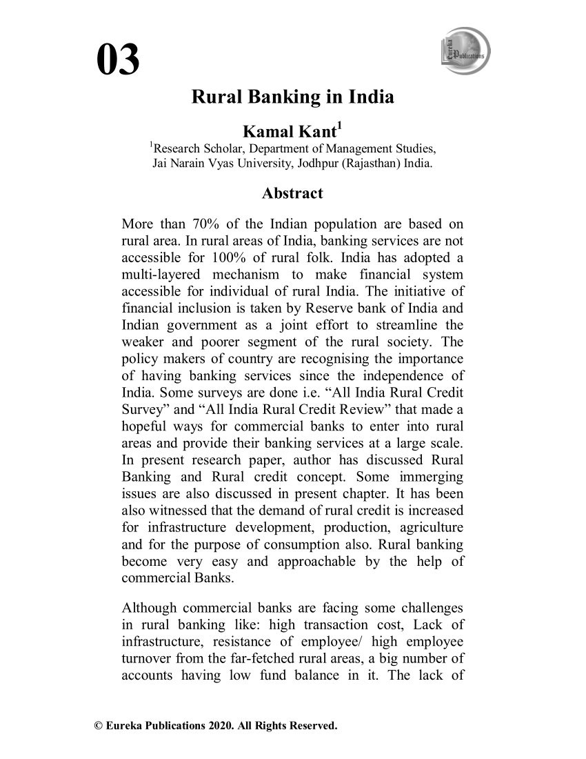 research paper on rural banking in india