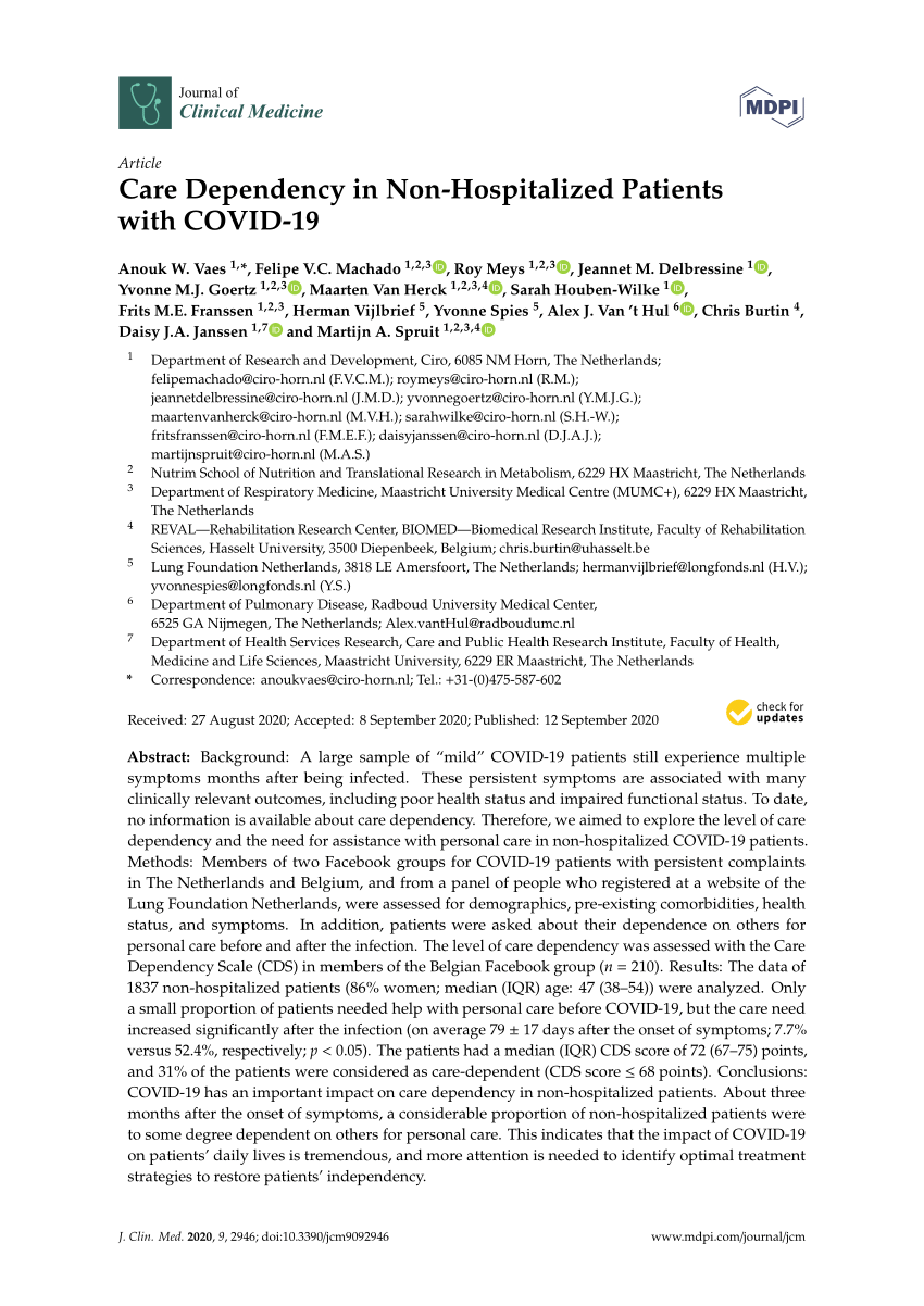 PDF Care Dependency in Non Hospitalized Patients with COVID 19