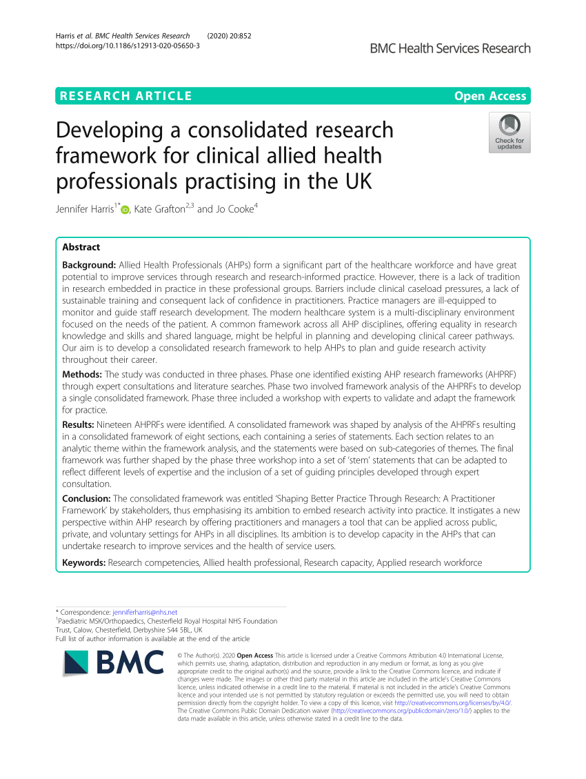 allied health research framework